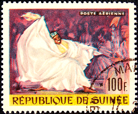 Гвинея 1966 год . АВИА , Танцы , Костюм , Абориген .